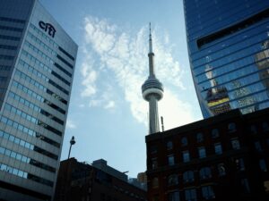 CN Tower with cloudy background